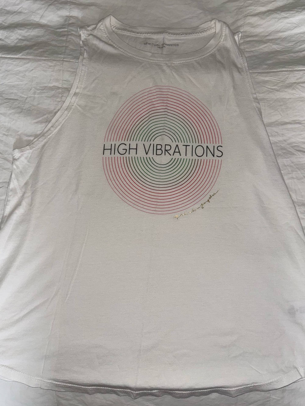 Spiritual Gangster White Tee with Pink Graphic Rings